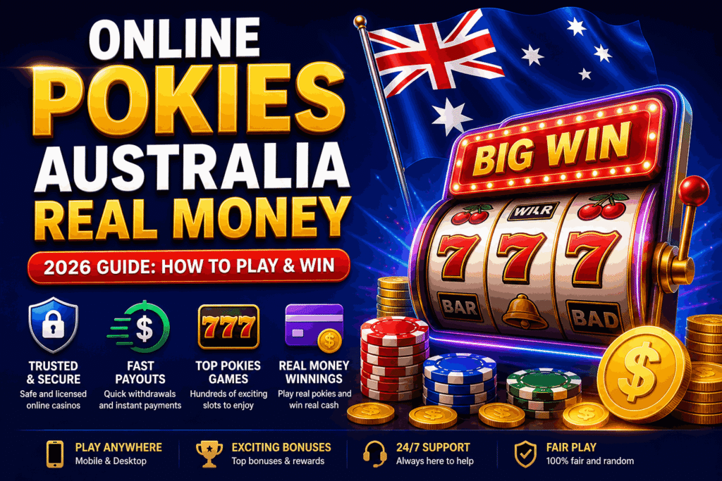Online pokies Australia real money gameplay with slot machines and real cash winnings