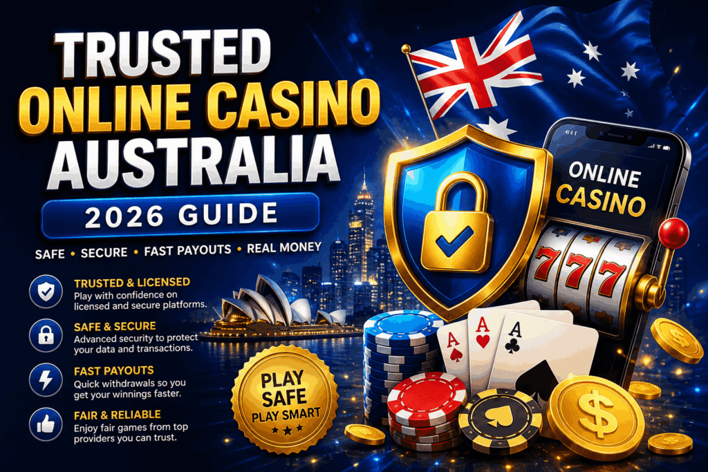 Trusted online casino Australia with secure payments fast payouts and real money pokies gameplay